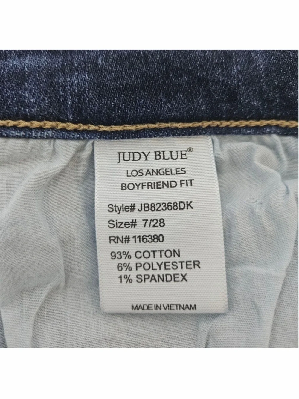 Judy Blue Boyfriend Fit Blue Jeans Size 7/28 stretchy - Picture 6 of 7
